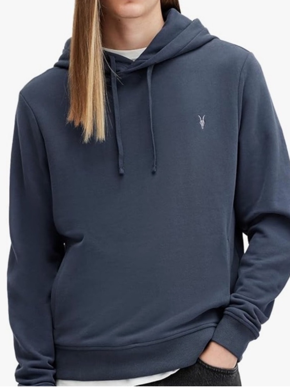 All Saints Raven Hoodie Teal Blue Size Medium Mens